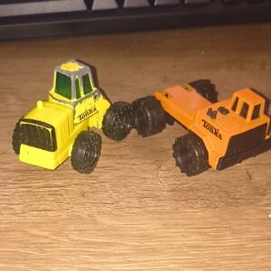 Vintage 1992 Tonka Mini Die-Cast Construction Lot - Yellow Tractor & Orange Semi